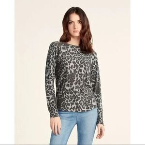 Magaschoni Leopard Print Rayon Cashmere Blend Sweater T-Shirt Lightweight SIZE M